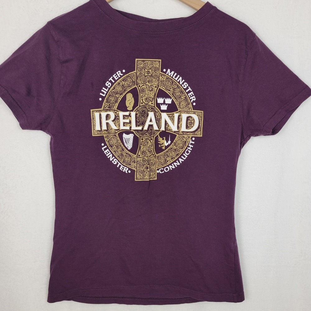 Traditional Craft Ireland T-Shirt XL Purple Celtic Cross 4 Provinces Slim Fit